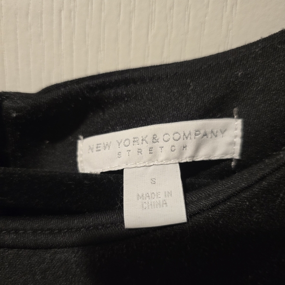 New York & Company Black Midi Dress with Yellow & Coral Floral Print - Picture 3 of 3